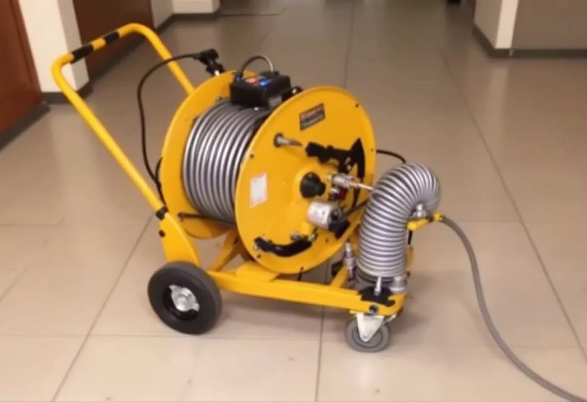 Máquina elétrica rotativa de desentupir com cabo de aço enrolado